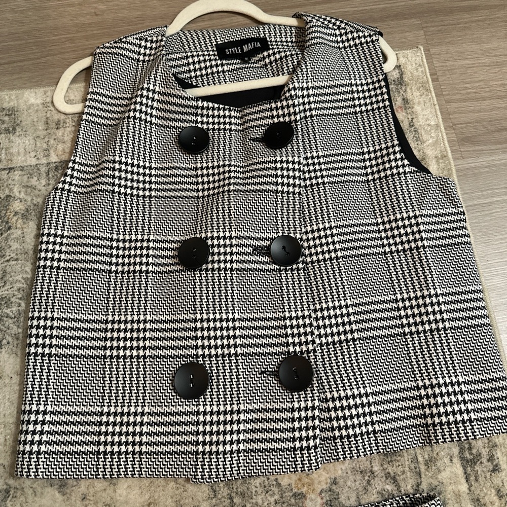 Style Mafia Monochrome Houndstooth oversized Vest